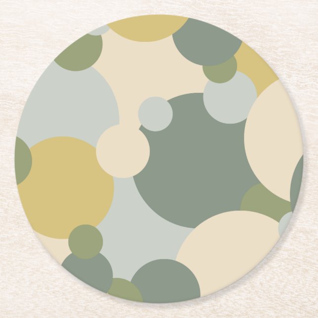 Porta-copo De Papel Redondo Porta copos de papel molécula verde-amarela (Frente)
