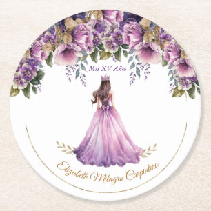 Porta-copo De Papel Redondo Porta copos de papel Purple Lilac Quinceañera