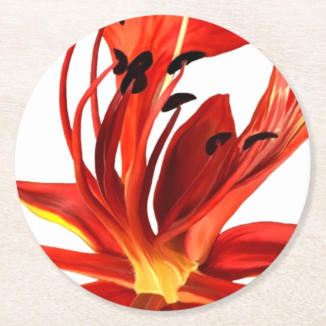 Porta-copo De Papel Redondo Porta copos de papel Royal Poinciana (Frente)