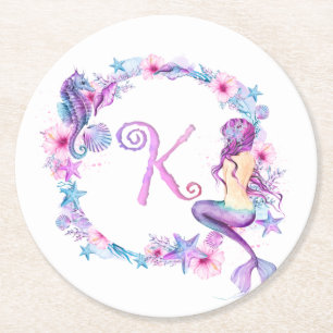 Porta-copo De Papel Redondo Porta copos Mermaid Monogram