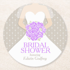 Porta-copo De Papel Redondo portas copos brancas roxas do costume do vestido