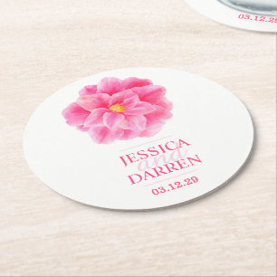 Porta-copo De Papel Redondo Portas copos cor-de-rosa do costume do casamento