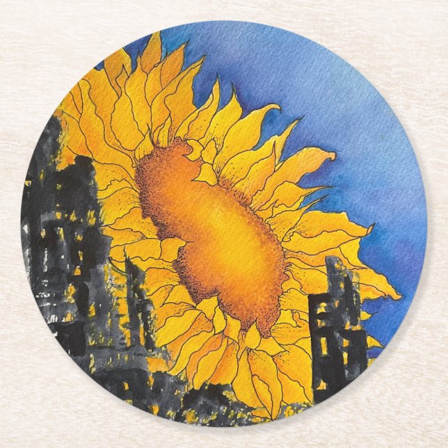 Porta-copo De Papel Redondo Portas copos da Ucrânia (Frente)