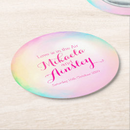 Porta-copo De Papel Redondo Portas copos de bolhas de aquarela de casamentos