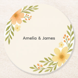 Porta-copo De Papel Redondo Portas copos de Casamento Rustic Wildflower