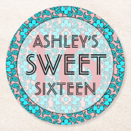 Porta-copo De Papel Redondo Portas copos De Festa de aniversário Rosa E Azul D