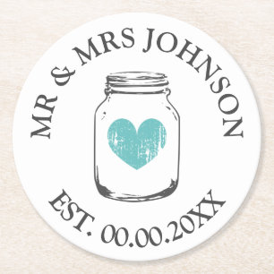 Porta-copo De Papel Redondo Portas copos de festa de casamento de jar mr e mrs