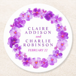 Porta-copo De Papel Redondo Portas copos de flores de sola púrpura