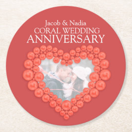 Porta-copo De Papel Redondo Portas copos de fotos do coração do aniversário de