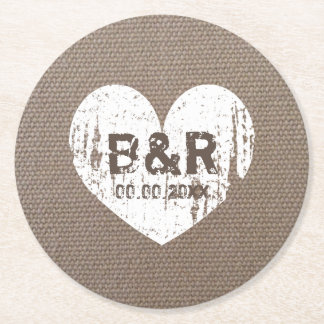 Porta-copo De Papel Redondo Portas copos de monograma chic do Burlap country p