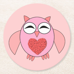 Porta-copo De Papel Redondo Portas copos de Papel Coração com Amor Rosa