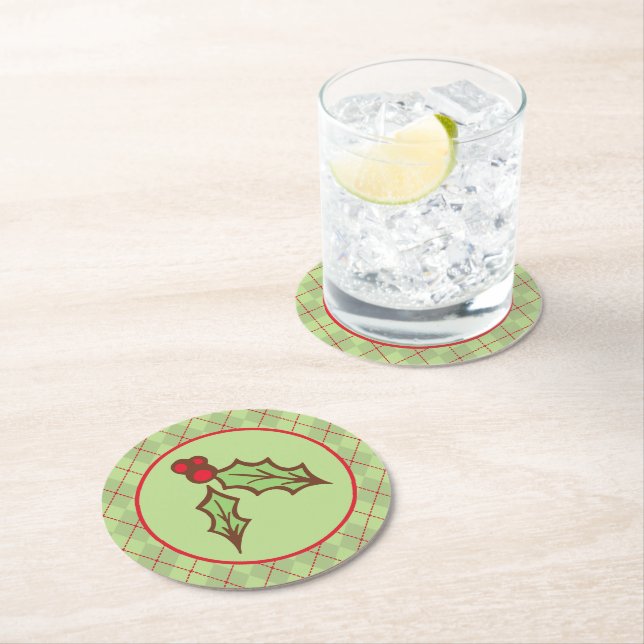 Porta-copo De Papel Redondo Portas copos de papel Holly de Natal (Insitu)