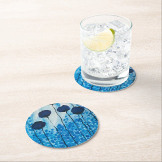 Porta-copo De Papel Redondo Portas copos de papel para campos de flores azuis