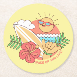 Porta-copo De Papel Redondo Portas copos de papel Surfer de Verão