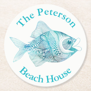 Porta-copo De Papel Redondo Portas copos de papel temáticos do oceano dos