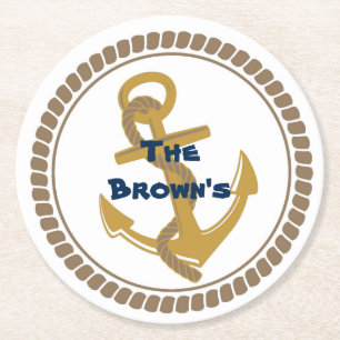 Porta-copo De Papel Redondo Portas copos náuticas Dourados personalizadas