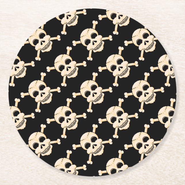 Porta-copo De Papel Redondo Portas copos Skull & Crossbones (Frente)
