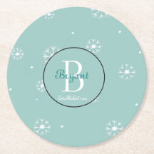 Portas copos Teal Monogramas Snowflake