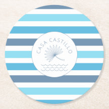 Porte-copos de papel personalizado com listras azu