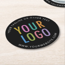 Porte-copos de papelão preto com logotipo comercia