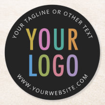 Porte-copos de papelão preto com logotipo comercia