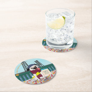 Porta-copo De Papel Redondo Portlandia Pug: Costa de Papel de Jurisdição Ana