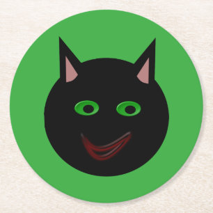Porta-copo De Papel Redondo Pousa-copos de papel de Gato Preto do Halloween