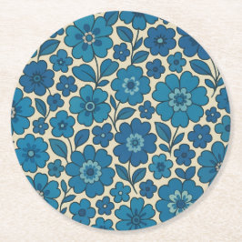 Porta-copo De Papel Redondo Pousa-Copos de Papel Flor Azul Retro – Mais Formas