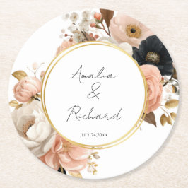Porta-copo De Papel Redondo Pousa-flores Elegantes Personalizados para Casamen