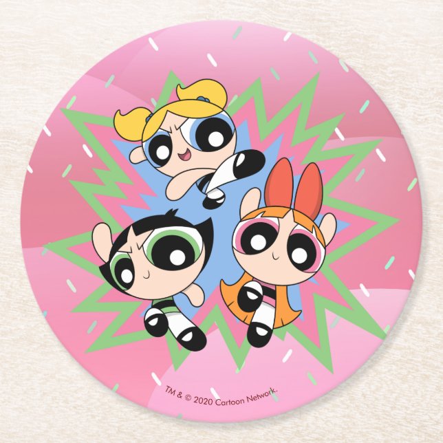 Porta-copo De Papel Redondo Powerpuff Girls Powfator (Frente)
