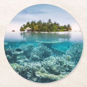 Porta-copo De Papel Redondo Praias Tropicais Ari Atoll Maldivas