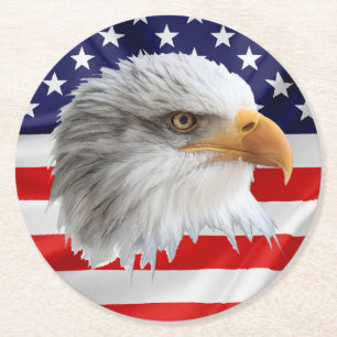 Porta-copo De Papel Redondo Presente patriótico original da águia americana