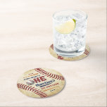 Porta-copo De Papel Redondo Primeiro aniversario Vintage Baseball Boys<br><div class="desc">Celebre em estilo com esta porta copos divertida e muito moderna de primeiros aniversarios. Esta design é fácil de personalizar com sua redação de eventos especiais e seus convidados ficarão entusiasmados quando eles virem essa porta copos fabulosa. Itens de partes correspondentes podem ser encontrados na coleção.</div>