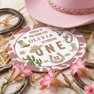 Porta-copo De Papel Redondo Primeiro Rodeio Cowgirl Ocidental Festa de 1º Aniv