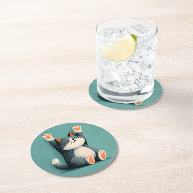 Porta-copo De Papel Redondo Professional Nap Taker Funny Sleeping Cat (Insitu)