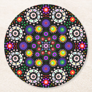 Porta-copo De Papel Redondo Psychedelic Dot Mandala