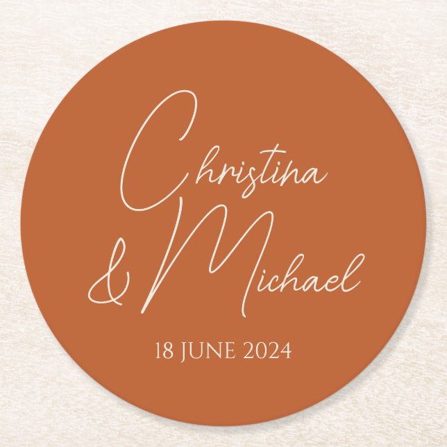 Porta-copo De Papel Redondo Pumpkin ・ Script manuscrito moderno (Frente)