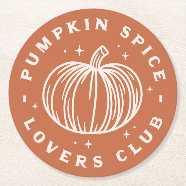 Porta-copo De Papel Redondo Pumpkin Spice Lovers Club (Frente)