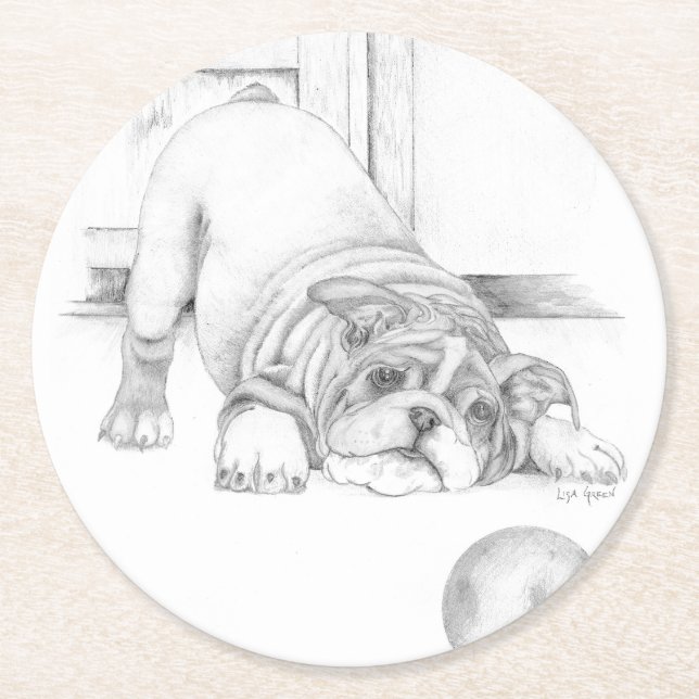 Porta-copo De Papel Redondo Puppy Reproduzido (Frente)