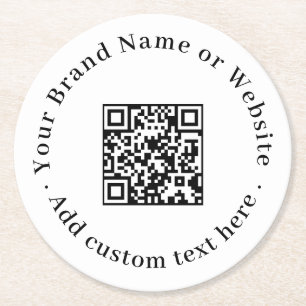 Porta-copo De Papel Redondo QR Minimalista Branco Design Redondo Limpo Scan