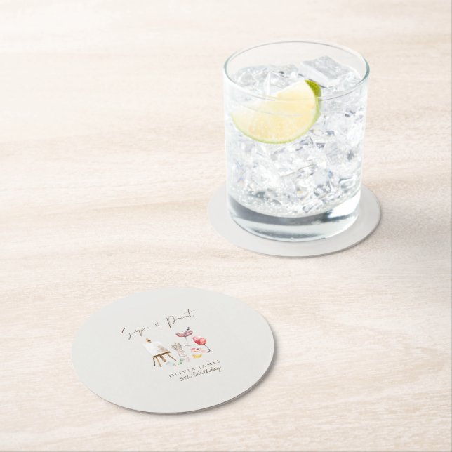 Porta-copo De Papel Redondo Qualquer gole de idade e pintar o aniversário (Insitu)