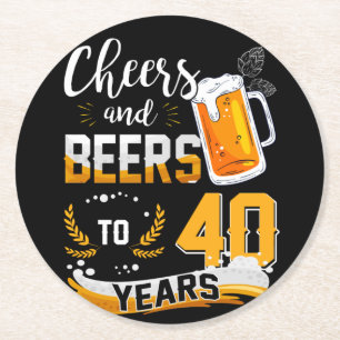 Porta-copo De Papel Redondo Queixas E Cervejas De aniversário de 40 anos A 40