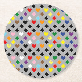 Porta-copo De Papel Redondo Rainbow Hearts