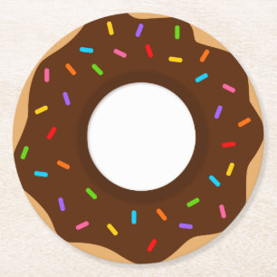 Porta-copo De Papel Redondo Rainbow Sprinkles Rosquinha Chocolate