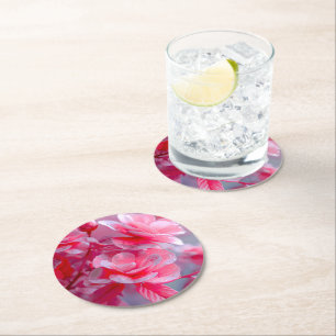 Porta-copo De Papel Redondo Raindrop Blush Cor-de-Rosa