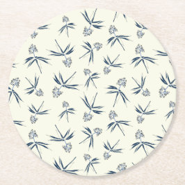Porta-copo De Papel Redondo Ramificações Azuis de Budding no creme - padrão pe