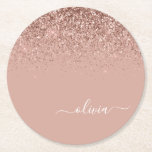 Porta-copo De Papel Redondo Rapariga do Monograma de Script Brilhante Cor-de-r<br><div class="desc">Rosa Dourado - Portas copos de papel do Monograma do Script Glitter Brilhante Cor-de-Rosa Brilhante com Nome de Script. Isso faz a formatura perfeita,  aniversário,  casamento,  chá de panela,  aniversário,  chá de fraldas ou presente de festa de solteira para alguém que ama luxo de vidro e estilos quíticos.</div>