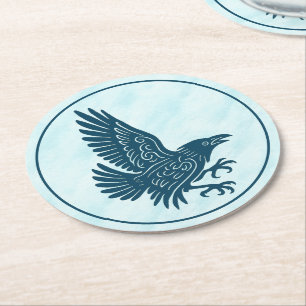 Porta-copo De Papel Redondo Raven azul dançante
