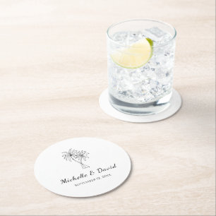 Porta-copo De Papel Redondo Recepção de Casamento de Palmeiras Tropicais