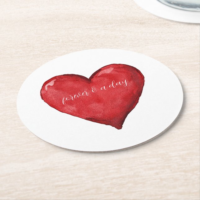 Porta-copo De Papel Redondo Red Heart Wedding (Angulado)